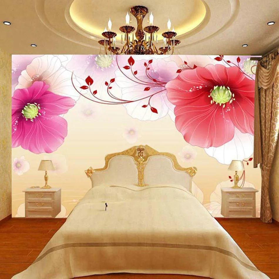 2017 Romantis Bunga Merah Tanaman 3d Wallpaper Untuk Dinding 3 D