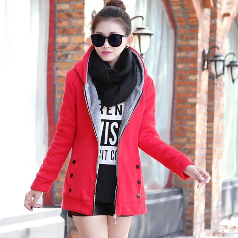 2018 Thicken Warm Coat Female Women Winter Cotton Liner Hooded Coats Cotton Winter Jacket Womens Outwear Oversized Jackets