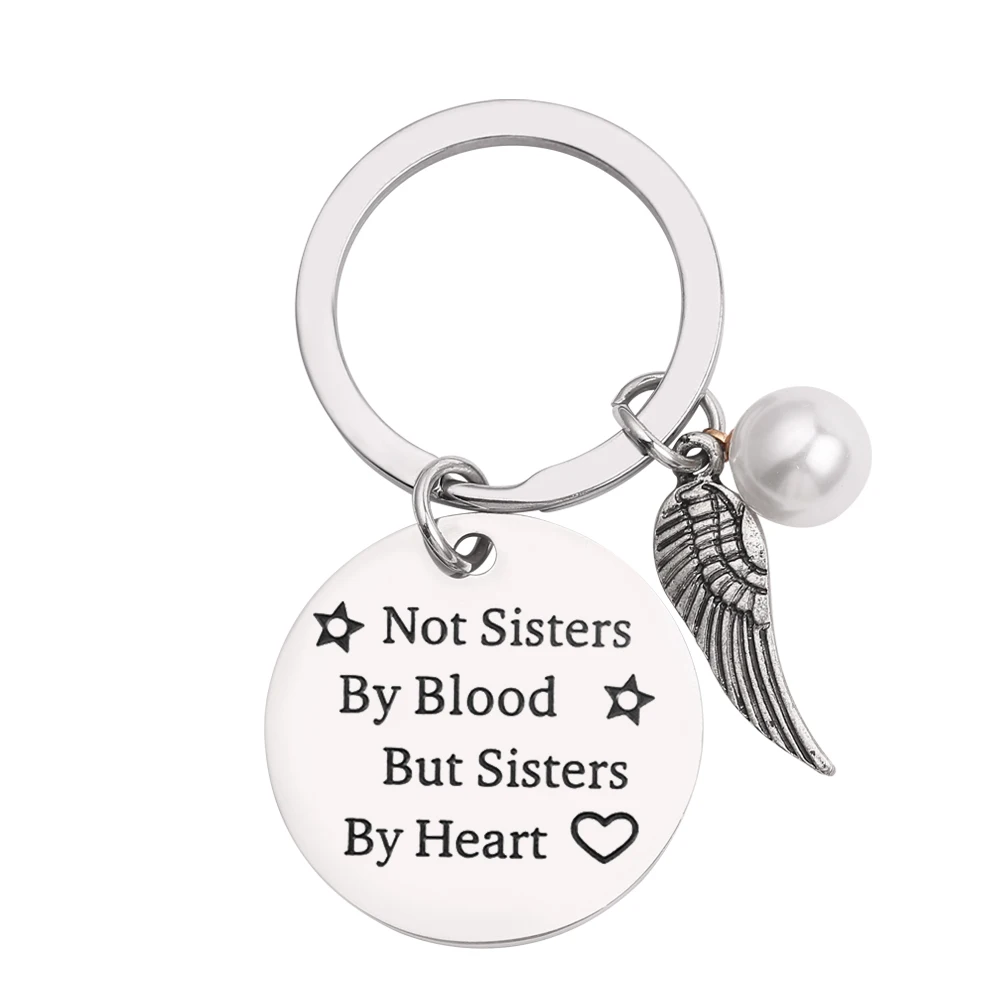 

Best Friends Keychain Keyring for Female "not sisters by blood but sisters by heart" Friendship Jewelry Gift for Women Girls