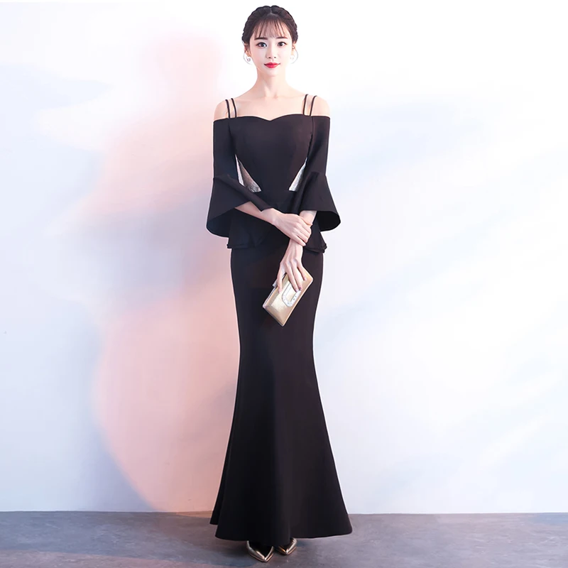 Proms Gratuating Femmes Longue Courroie Soirées Nouvelles De 2018 Up Gala Robes A59 Lacet Cérémonie Date Noir Parti Élégant Spaghetti Robe Pour YSn7xv0