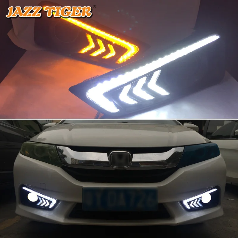 Дневные ходовые огни без ошибок для Honda City 2015 2016 светодиодный ные дневные