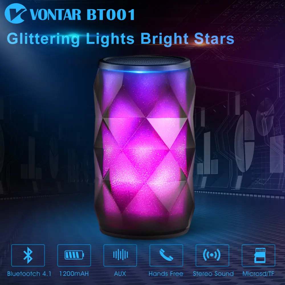 

VONTAR BT001 LED Column Bluetooth Speakers Wireless Touch Control Colorful Night Light Handsfree AUX Portable Speaker for Home
