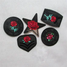 Горячее предложение, брендовые новые нашивки с вышитыми розами, железные нашивки для одежды, сделай сам, мотив, полосатая одежда, наклейки на заказ, значки