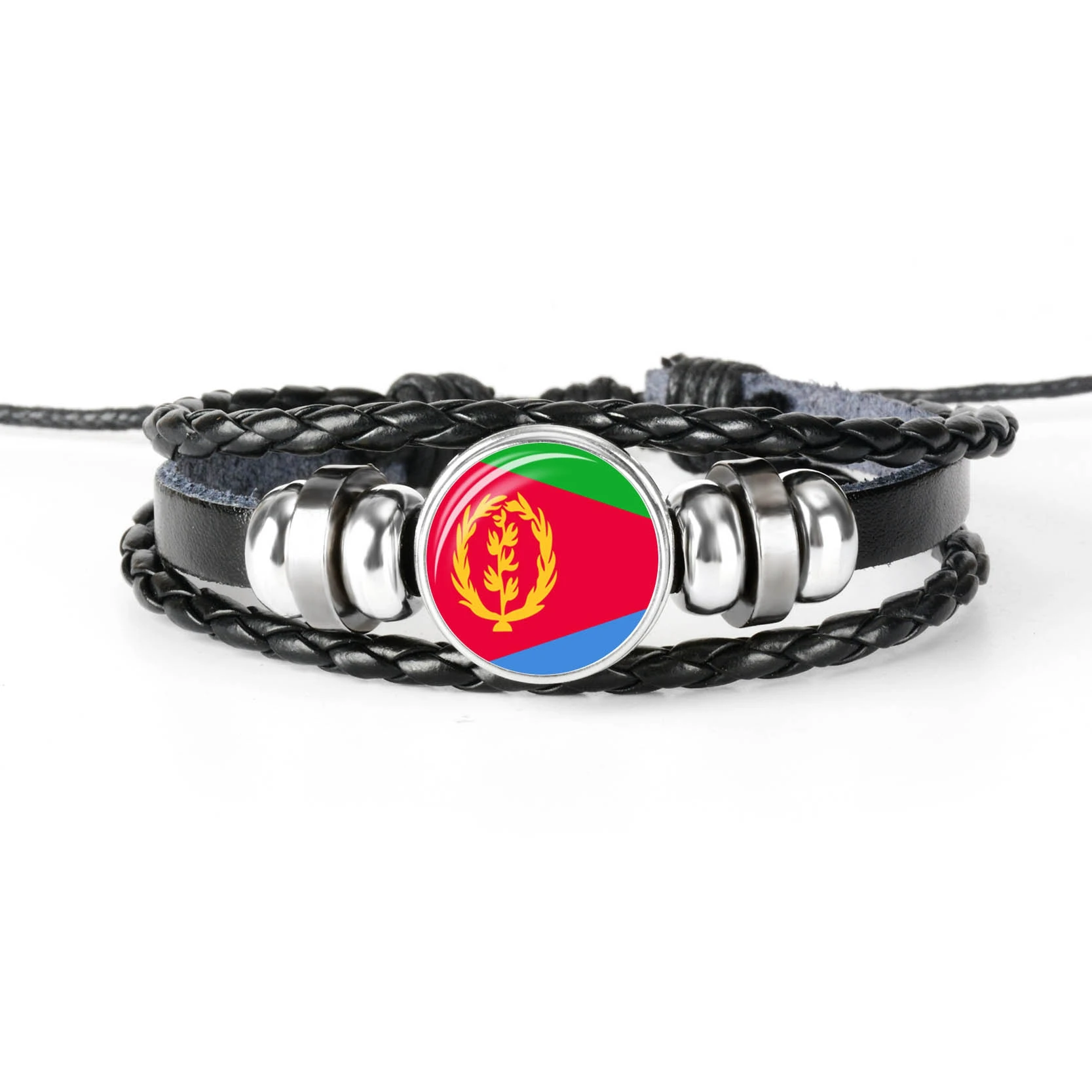 SOMALIA Эритрея, Камбоджа, Кению, Сейшелы, Восточная Африка, национальный флаг, мужской браслет с бисерамы, Женский стеклянный кабошон, кожаный браслет - Окраска металла: ERITREA