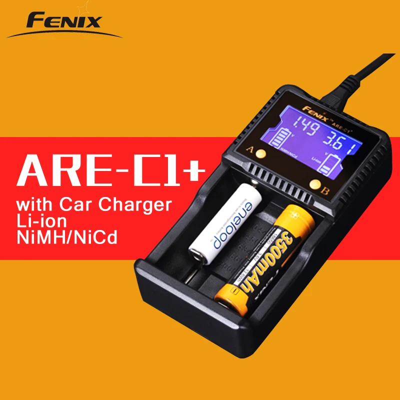 

Original Fenix ARE-C1+ Intelligent Battery Charger Support AC DC Charging 2 Slots Smart Charger for Li-ion Ni-MH Ni-Cd 18650 AAA