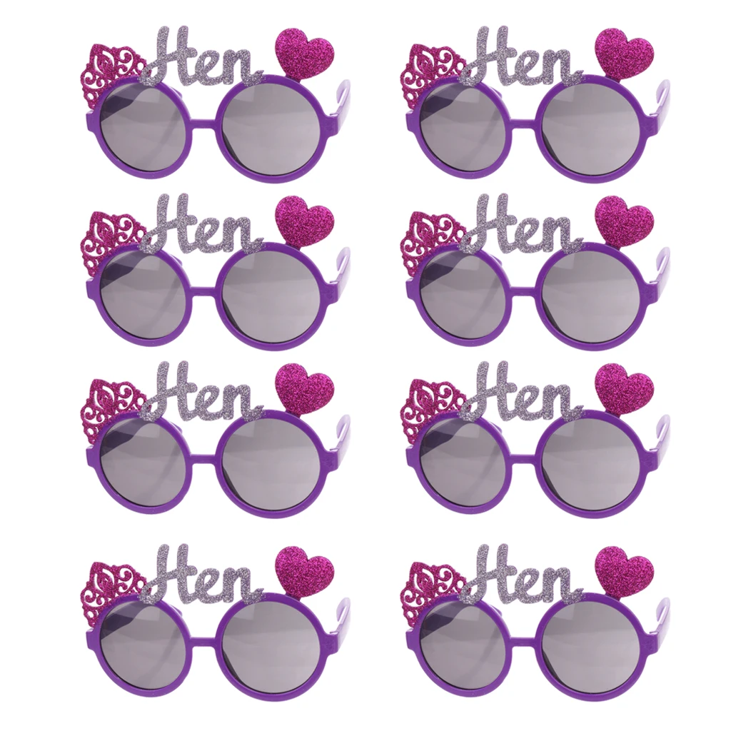 

8pcs Novelty Fun Purple Rose Heart Crown Hen Sunglasses Goggles Fancy Dress for Hen Night Party Stag Night Parties