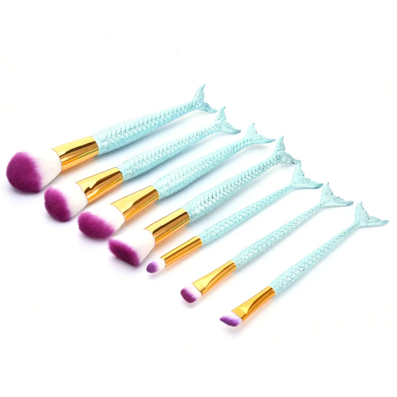Fish Scale Mermaid 7Pcs Brush Set Amazing Hair Cute Makeup ...