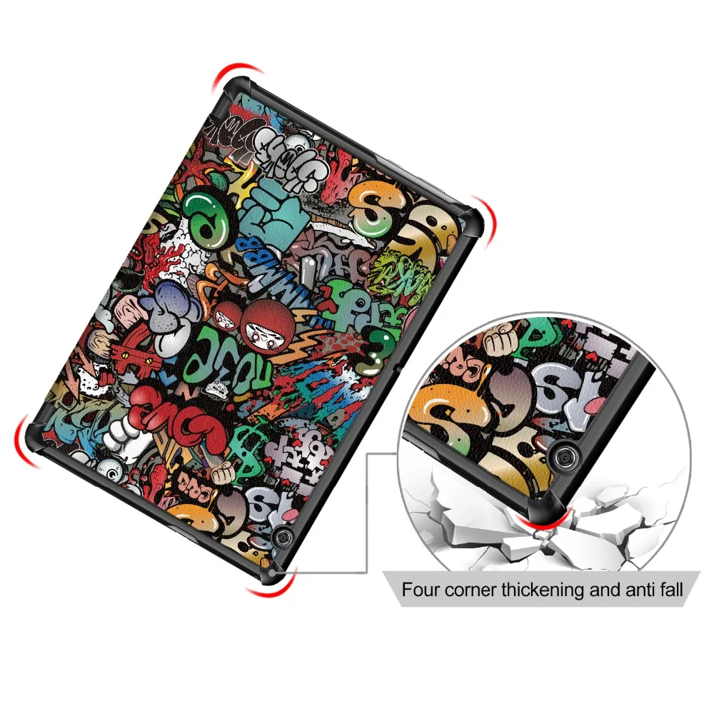 Чехол для Huawei MediaPad T5 AGS2 W09/L09/L03/W19 10 1 &quotс принтом Wake Sleep Flip кожаный чехол с