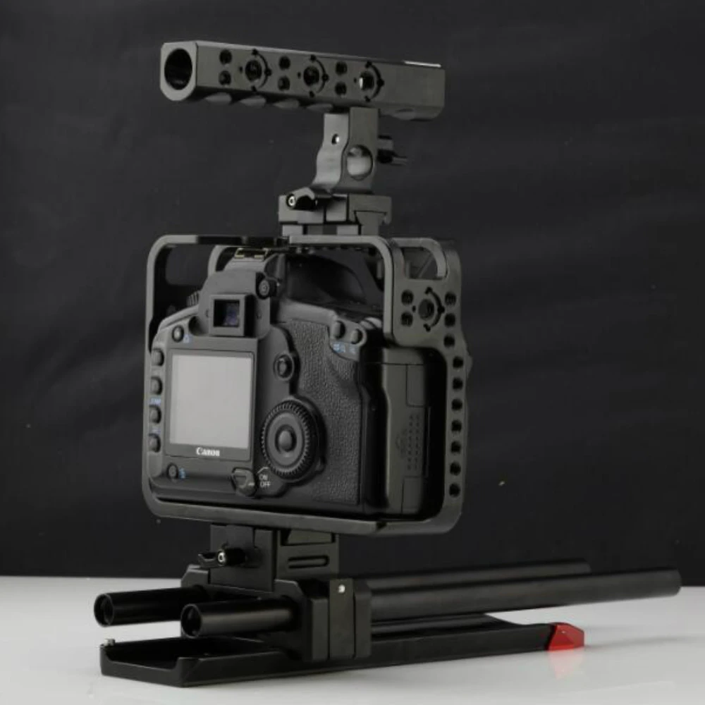 

NEW 15mm 5D2 5D3 5D4 DSLR Rig Kit Cage Baseplate Cage Quick Release top handle for CANON 5D2 5D3 5D4 Camera