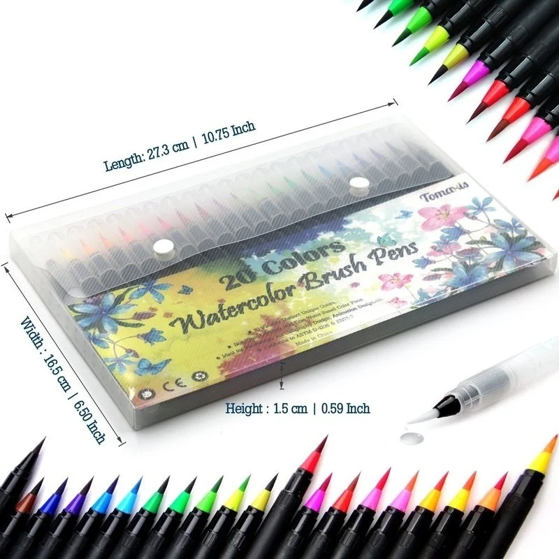 

Watercolors Brush Pens Colored Markers 20 Colors Sketch Drawing Marker Art Pens