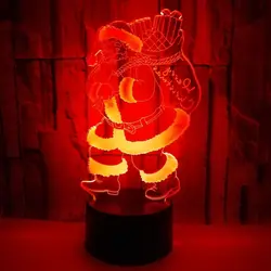 Сенсор светодио дный 3D светодиодный ночник Санта Клаус с 7 цветов свет для украшения дома лампы удивительный визуализации Оптические