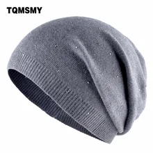 Tqmsmy outono primavera fino casual feminino strass gorro de lã gorro gorro feminino crânio gorro boné tmd41