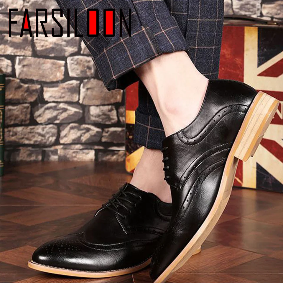 

2018 Summer New Style Bullock Carved British Style Business Men's Shoes Pointed High Leisure Shoes Men OP003