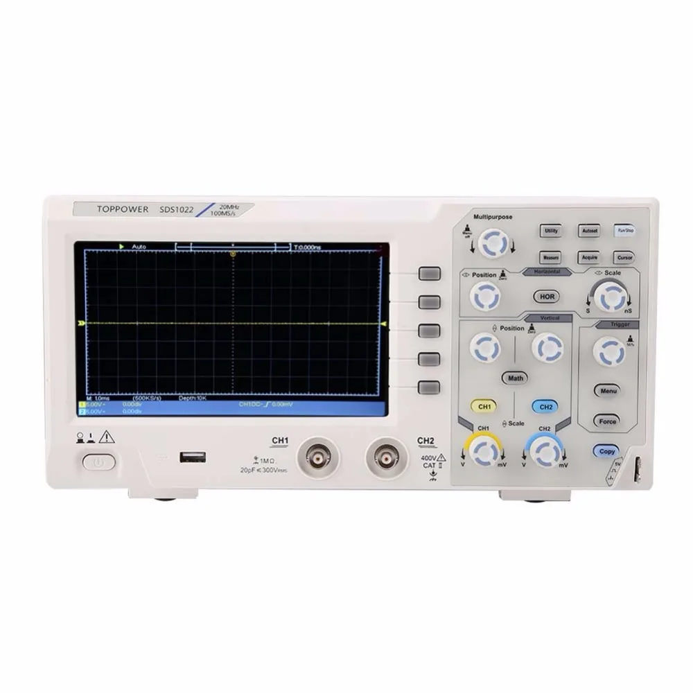 SDS1022 цифровой осциллограф DS1022 7in ЖК-дисплей Дисплей 2 канальный цифровой осциллограф 20 МГц 100-240V