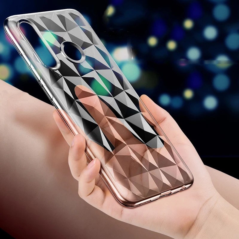 

Luxury Soft Transparent 3D Diamond Texture For Huawei Honor 10 8A 8C 7A 7C Nova 3 3i 3e 4 4e P30 P20 Pro Plus Lite Liquid Cover
