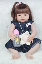 55cm Full Body Silicone Reborn Girl Baby Doll Toys 22inch Newborn Princess Toddler Babies Dolls Bathe Toy Play House Toy Doll