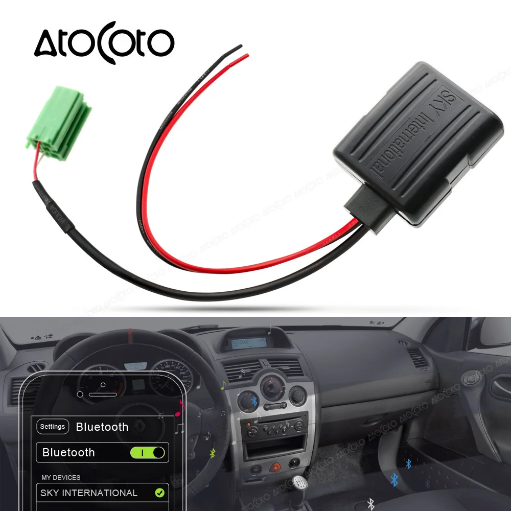 

Car Bluetooth Module 6 Pin MINI ISO Plug Cable Adapter for Renault Updatelist Radio Stereo with AUX Mode Wireless Audio In