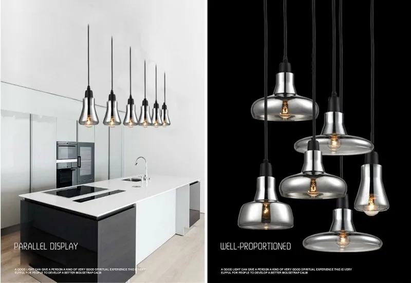Pingente de Vidro do Vintage Lâmpadas com Lâmpadas Luzes do Pendente Luz Cor Cinza Cor Clara Cor Âmbar Pingente 110 V e 220 v Led 3 A cor cinzenta clara do pendente de