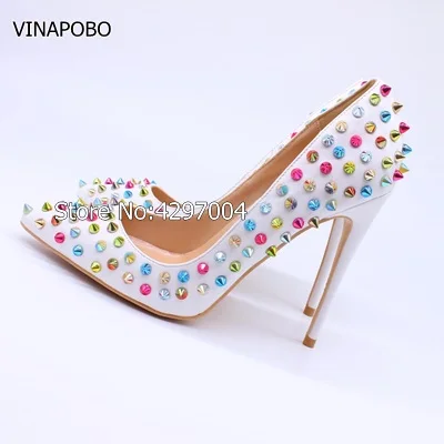 1Free-shipping-fashion-women-pumps-white-matt-multi-studded-spikes-pointed-toe-high-heels-sandals-shoes