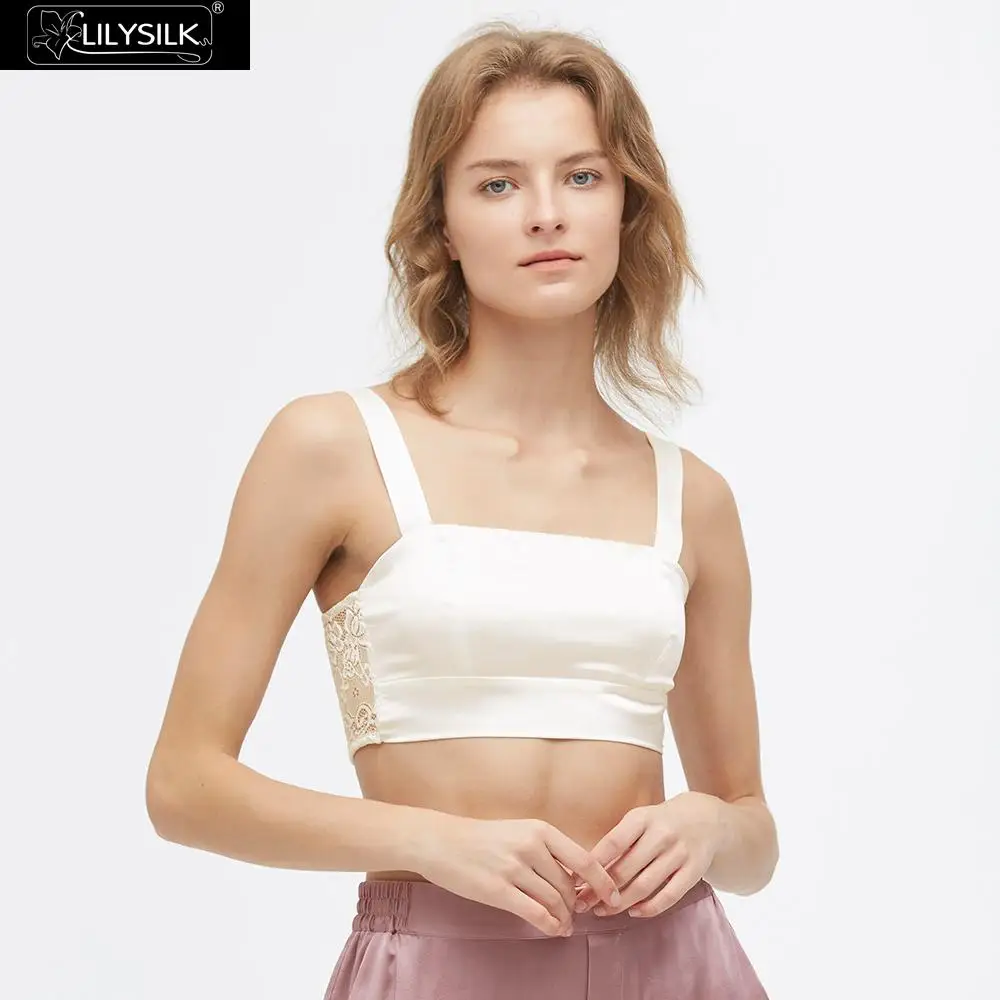 LilySilk Шелковый бюстгальтер с кружевом элегантный бесшовный Женский Новый