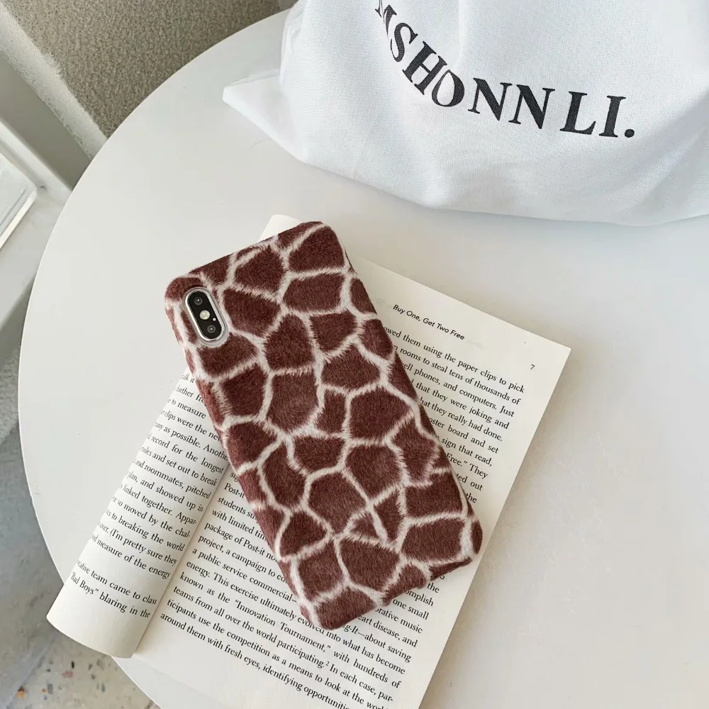 ORYKSZ Leopard Print Phone Case For iPhone 7 8 Plus Luxury Fluffy Plush Cases XR XS Max 6 6S Soft Back Cover |