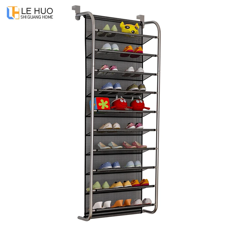 

10-Tier door rear shoe rack simple wall-mounted organizer Storage shoe cabinet breathable-type mesh shelves home furniture