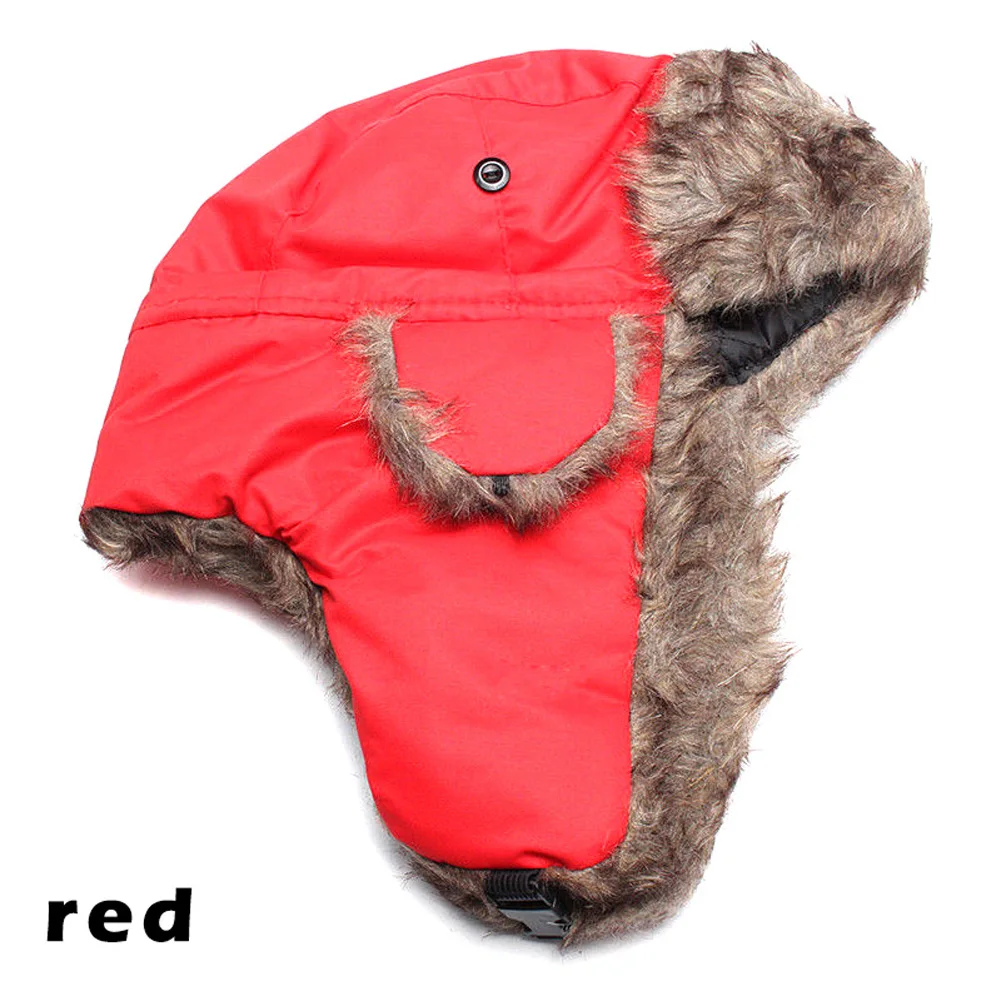 Зимняя теплая ушанка-ушанка для ушей, русская Лыжная шапка из искусственного меха, ушанка, шапка TT@ 88 - Цвет: Красный