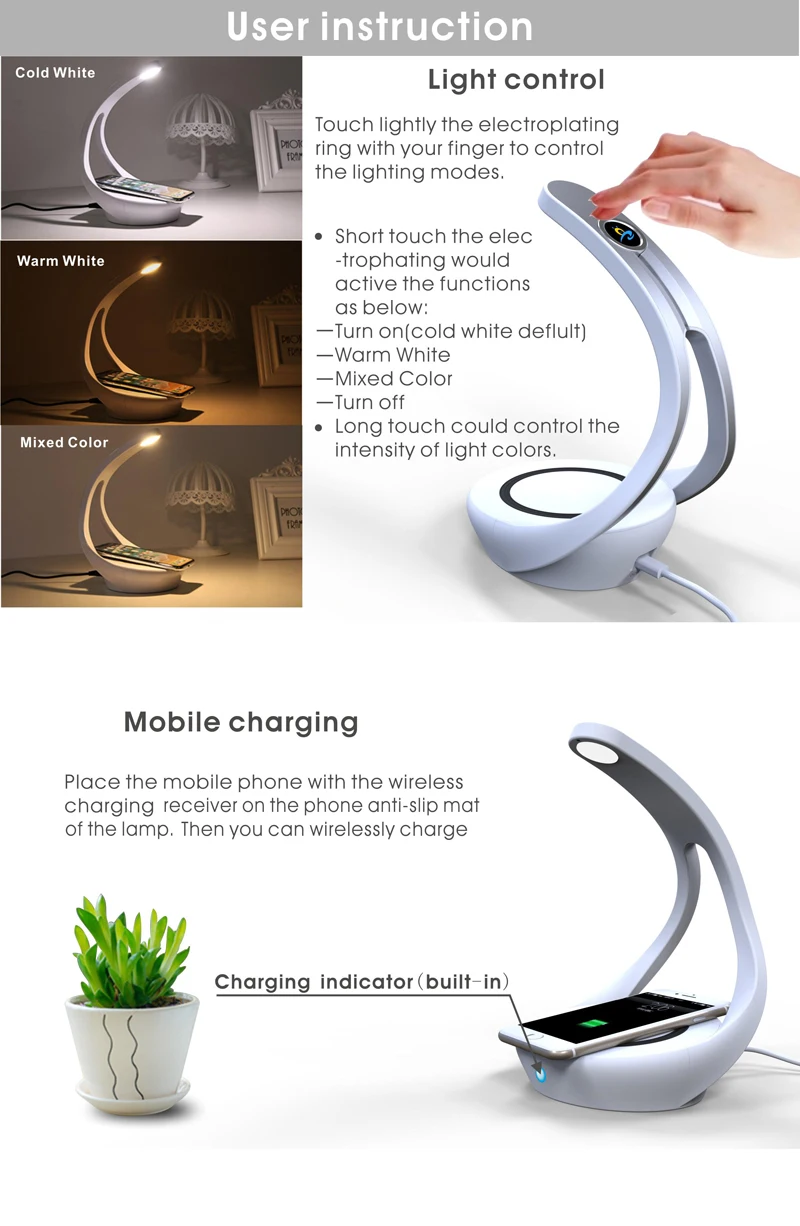 08Desk Lamp Stand Charger 10W Max Fast Charging Pad