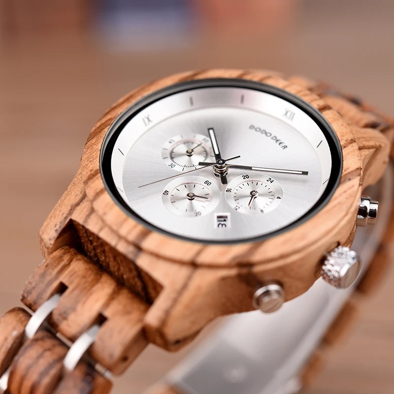 

Watch Women Luxury Fashion Casual Waterproof Quartz Watches Wood & Stainless Steel Strap Sport Ladies Elegant Wrist Watch B16