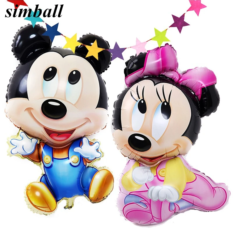 

92 x 55CM Big Jumbo Mickey Minnie Foil Balloons, Cartoon Kids Birthday Party Decoration Baby Boy Girl Mickey Balloon Baby Shower