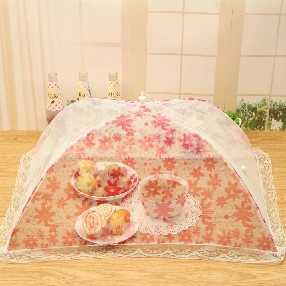 

1pc Lace Umbrella Style Foldable Food Cover Hexagon Gauze Mesh Meal table umbrella Anti Fly Mosquito Kitchen Gadget Cooking Tool