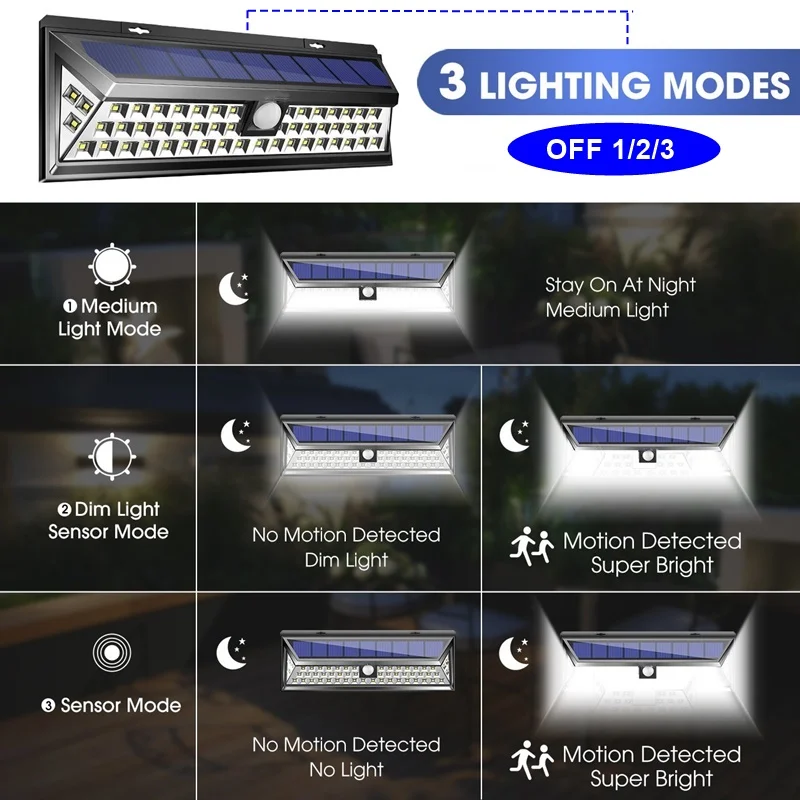 Солнечная лампа 54 светодиодный Luz Солнечный открытый IP65 Водонепроницаемый садовый светильник s PIR датчик движения светильник Solaire Exterieur безопасности Lampara