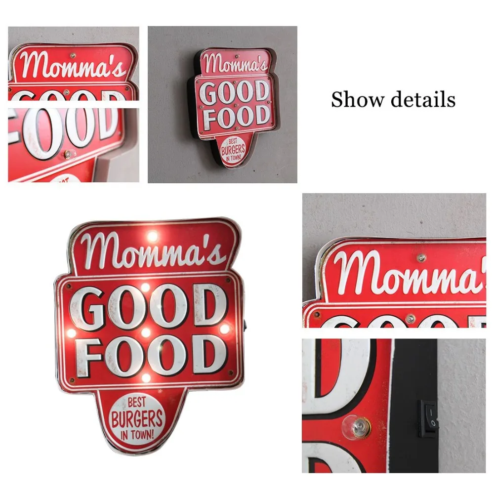 Loft-American-Retro-Iron-Wall-Decoration-LED-Lights-GOOD-FOOD-Motto-Wall-Decoration-Coffee-Shop-Bar (1)