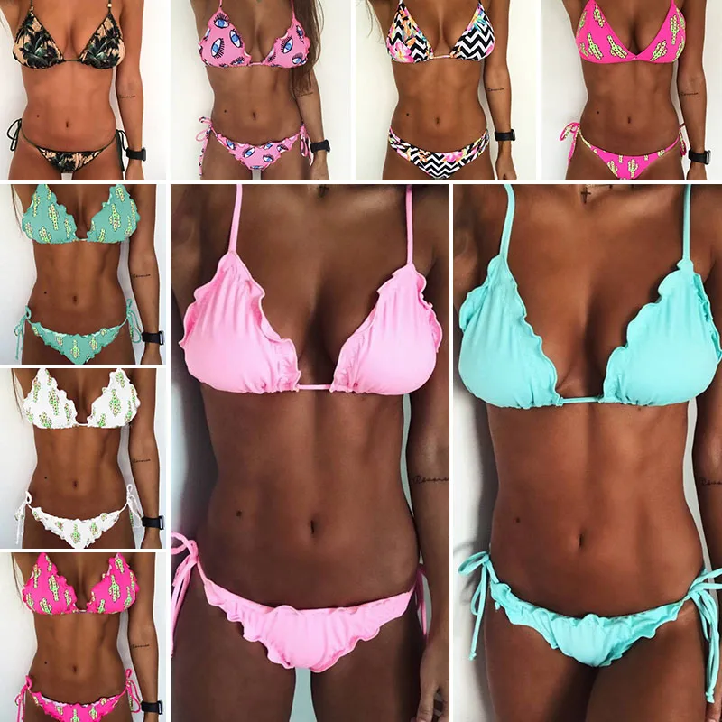 Günstig Floral Print Badeanzug Bademode Frauen Striped Push Up Bikini Set Bademode Badeanzug Bikinis Maillot De Bain Biquini 2019