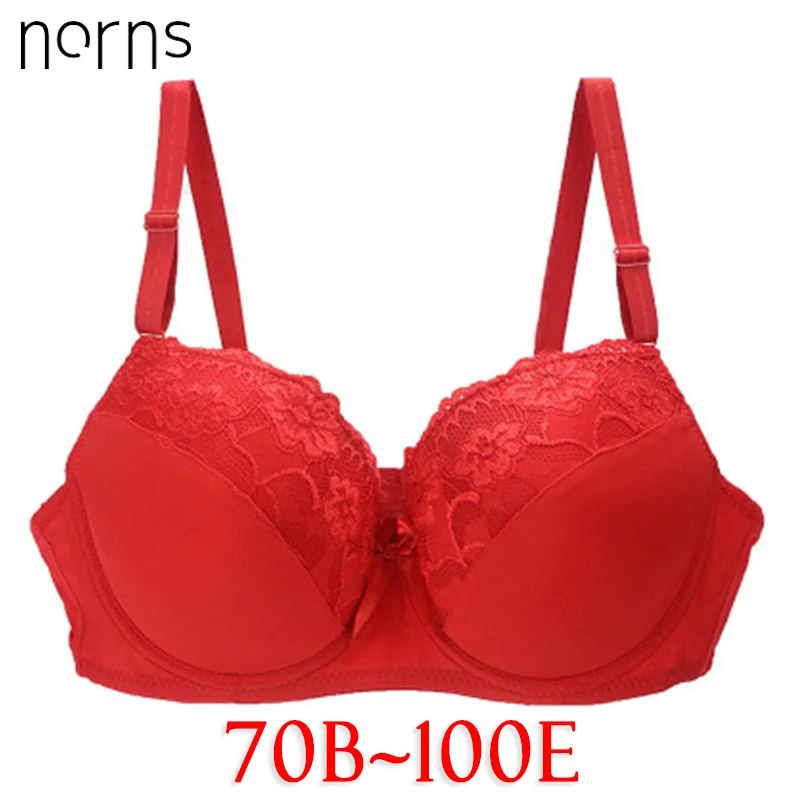  Norns women's sexy underwear set bra lace plus size Bras Bra cups push up red lingerie 34 36 38 40 