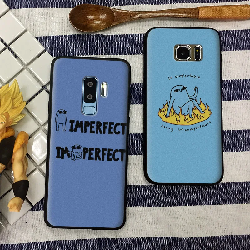 

Aesthetic Blue colors doodles quotes Soft Silicone Phone Case Shell Cover For Samsung S7 Edge S8 S9 Plus Note 8 9