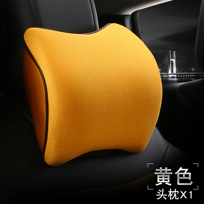 

KKYSYELVA 1PCS Space Memory Foam Car Neck Pillow Head restraint in the car Headrest pillow automobile Auto neck pillow leather