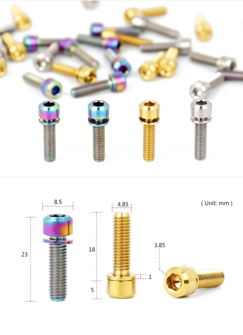 Deemount 6 шт./лот Титан TC4 болты M5x18 с шестигранной головкой W/шайба для штока переключения подседельный зажим Ti Винт крепления велосипеда запчасти