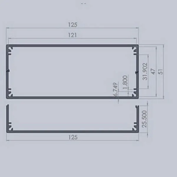 Алюминиевый корпус PCB ПРОЕКТ ЭЛЕКТРИЧЕСКАЯ разделенная коробка экструзионный чехол 125*51*150 мм DIY