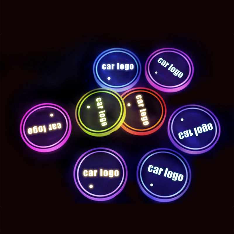 

Led Car Logo Cup Lights up Holder USB Charging 7 Colors Changing