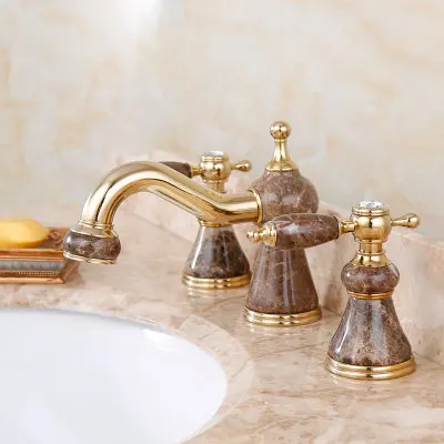 Латунь нефрит Torneira Cozinha с мраморная раковина золото Отделка 8 дюймов ванная комната кран подкрепление смеситель - Цвет: E