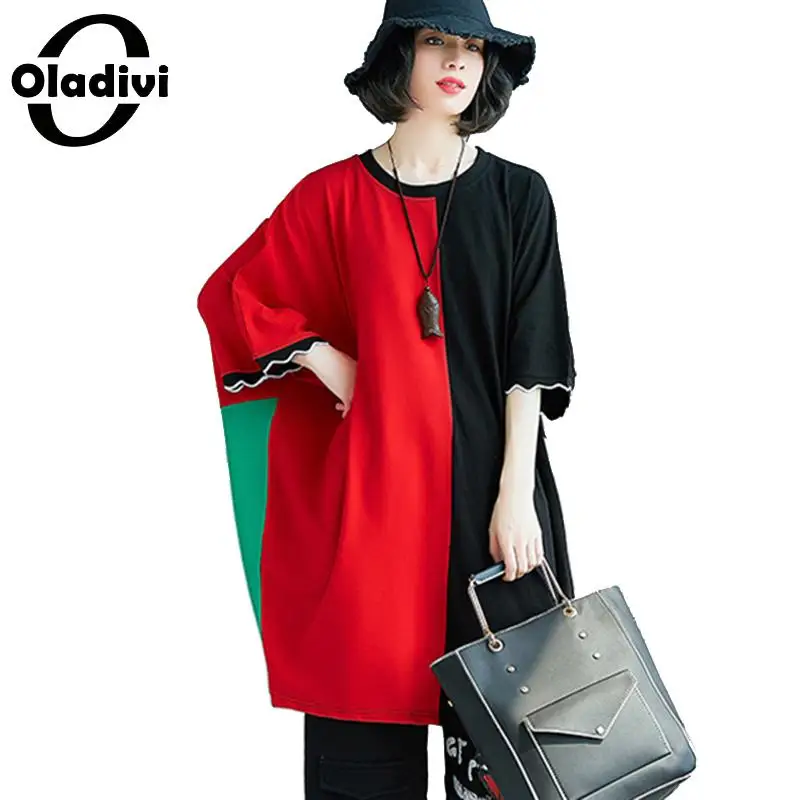 

Oladivi Plus Size Women Apaprel Casual Loose Batwing Sleeves Top Tee Fashion Ladies Oversized T-Shirt Tunic Female Shirts Blusas