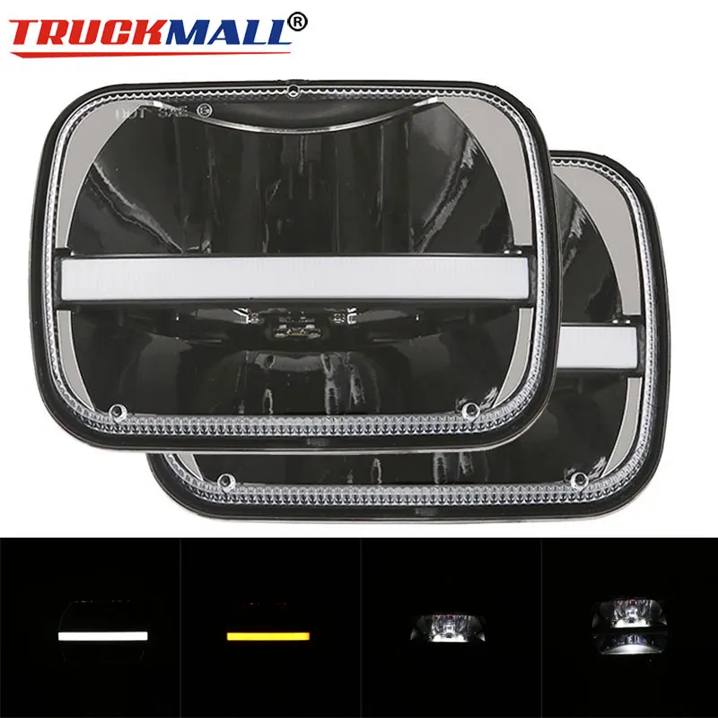 

Headlights For Jeep Cherokee XJ Comanche MJ Square 5"x7" LED DRL Headlight with Turn Signal 6x7Inch LED Projector