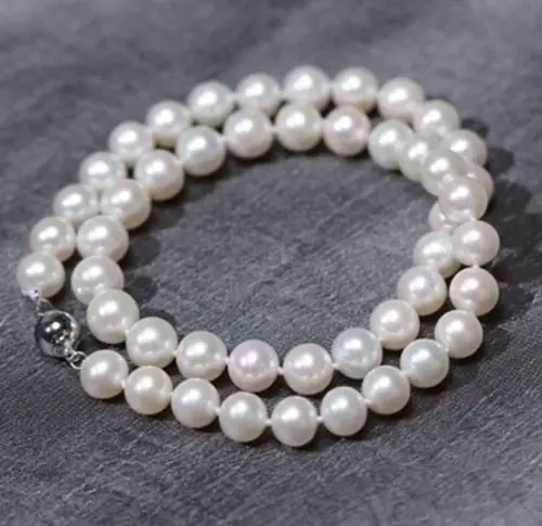 

FREE SHIPPING>>>@@ > Hot sale new Style >>>>>Genuine Pearl 9-10 mm natural freshwater pearl necklace 17"AAA