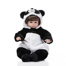 Dressed In Panda Style Cute Rompers 42cm Boneca De Silicone With Free Gift Magnetic Pacifier Lifelike Silicone Reborn Baby Doll