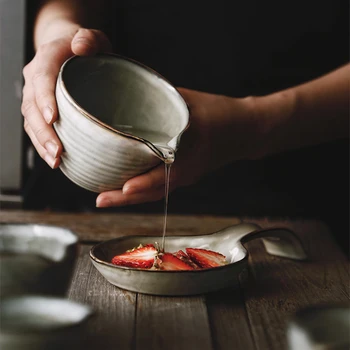 

NIMITIME French Ceramic Juice Bowl,Sauces Breakfast Bowl Salad Bowl, Small Milk Pot Dessert Bowl Home Tableware