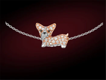

Women Zircon 925 Sterling Silver Animal Corgi Pet Dog Chain Bracelet Wedding Pembroke Bulldog Chihuahua Animal Jewelry