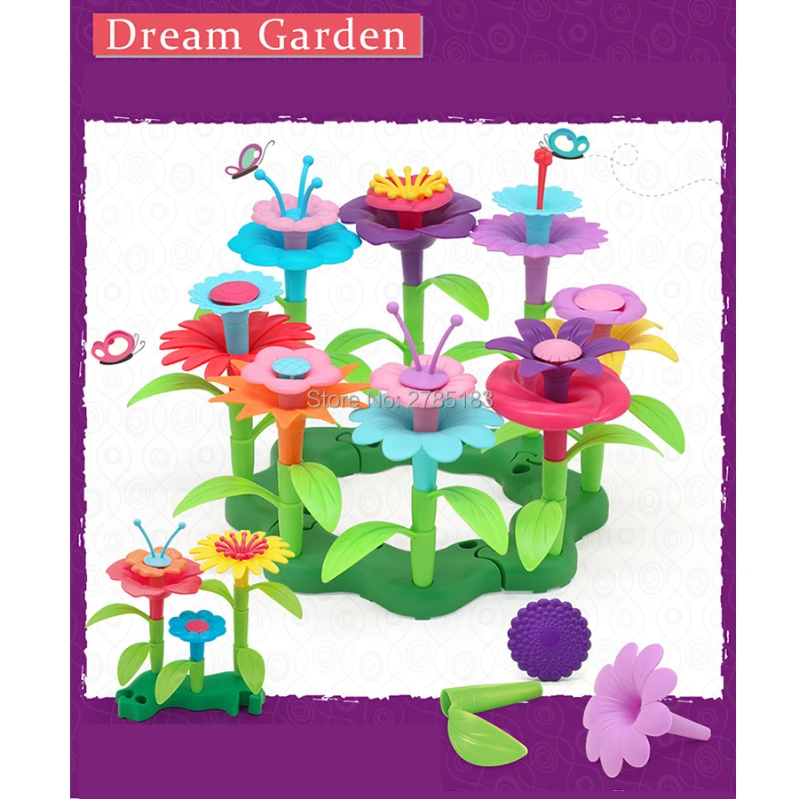 DIY Flower Build The Bouquet Dream garden Девочки Цветы соединяющиеся блоки, игрушки развивающие творческие ролевые игры игрушки 100 шт