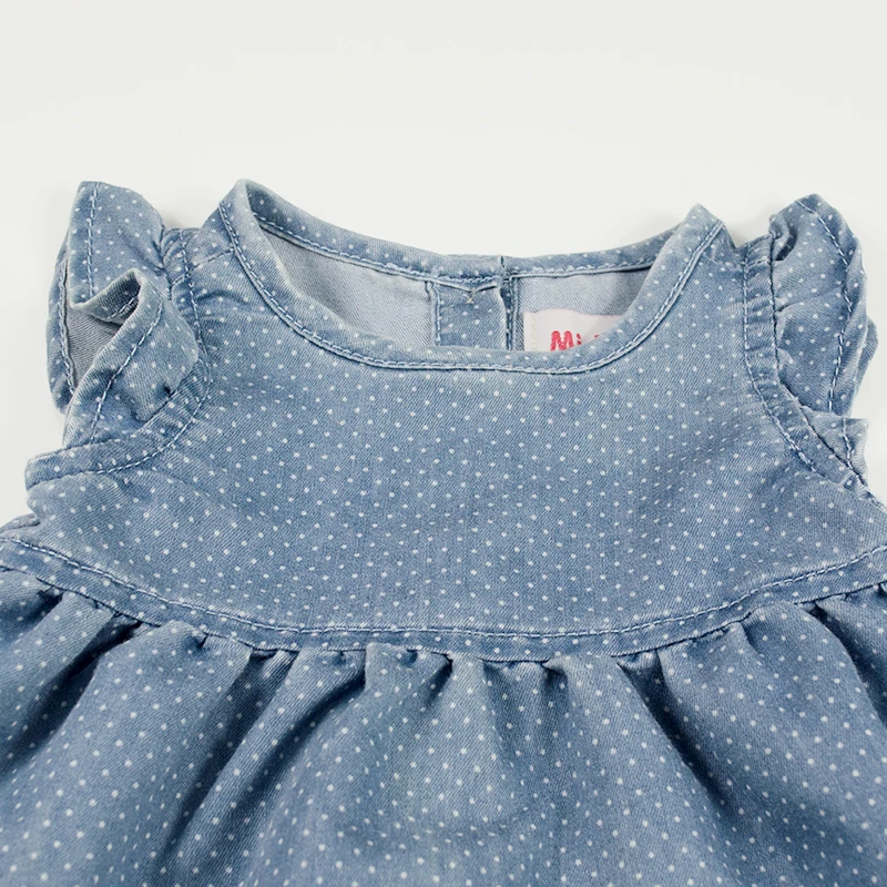 3 nfant Baby Girl Denim Tutu Dress Newborn Kid Robe Puff Sleeve Dot Dress Ruffled Jeans Sundress Toddler Vestido Children Clothes