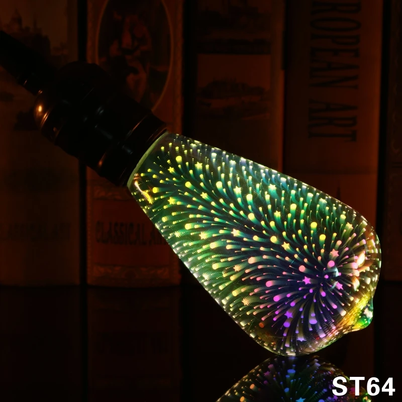 Светодиодный светильник лампа для украшения 3D 220 В ST64 G95 G80 G125 A60 E27 праздничный s